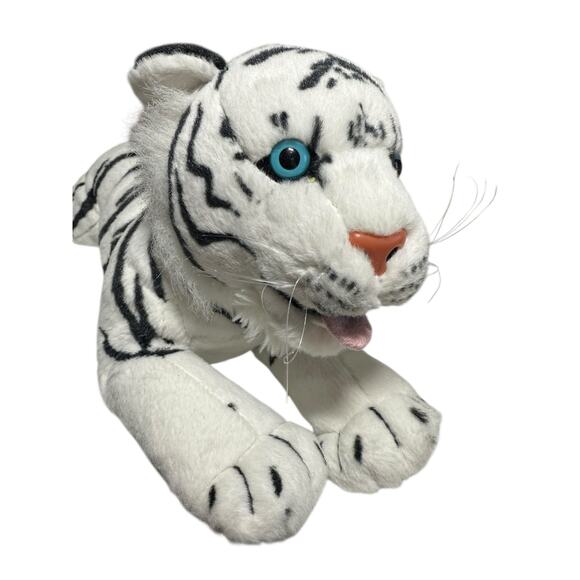 Fiesta Laying White Tiger Stuffed Animal Plush 18.5" Realistic Bengal Blue Eyes - Picture 3 of 10
